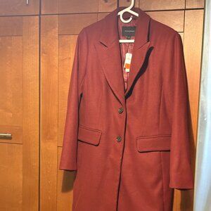 Banana Republic Sz M Overcoat with Button Closure In Rustic Red $240